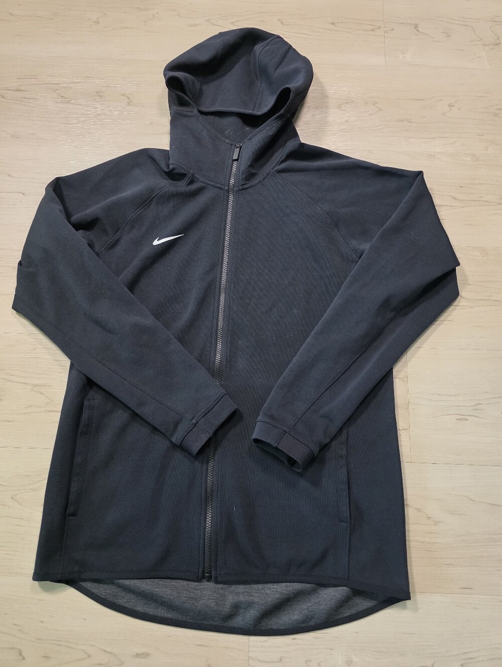 Nike Dri-FIT Men M Black Full Zip Hooded Jacket Therma Training Athletic Hoodie